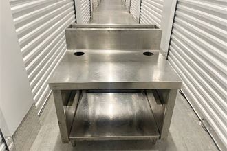 100% Stainless Table With Wire Portals for Electric Appliances & Rail 32" X 32"