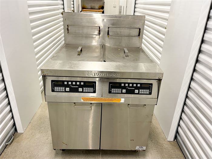 (2) Two Frymaster MJ250 Gas Fryers - (2) 50 lb Vats, Floor Model, Natural Gas
