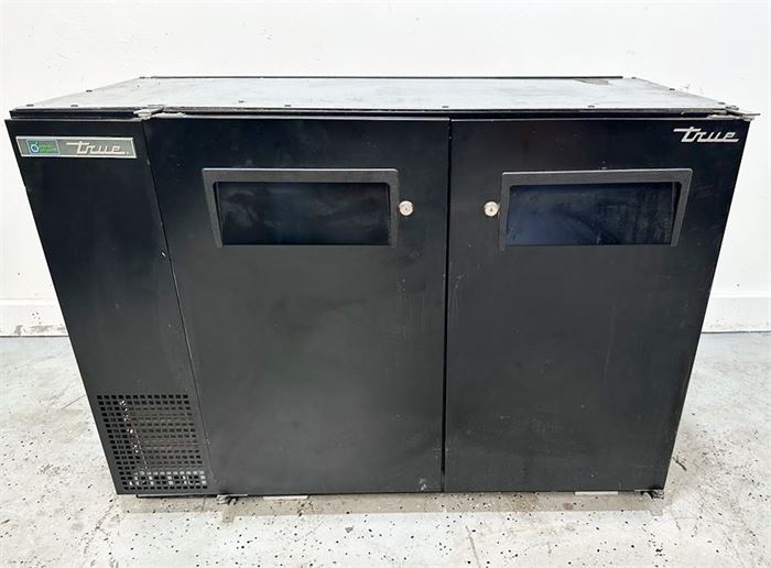 True TBB-24GAL-48 48" Black Narrow Under Bar Refrigerator with Galvanized Top