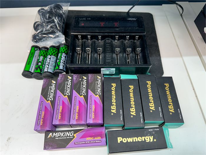 Combo Lot of Efest LUC V6 6 Channel Battery Charger and Re-Chargable Batteries