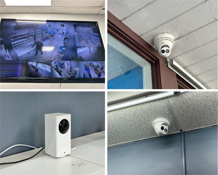 Surveillance Systems, (7) Cameras and (1) Monitor Screen, (1) DVR