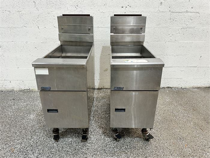 QTY: (2) Two Pitco SG14 Gas Fryers - 50 lb Vat, Floor Model, Natural Gas